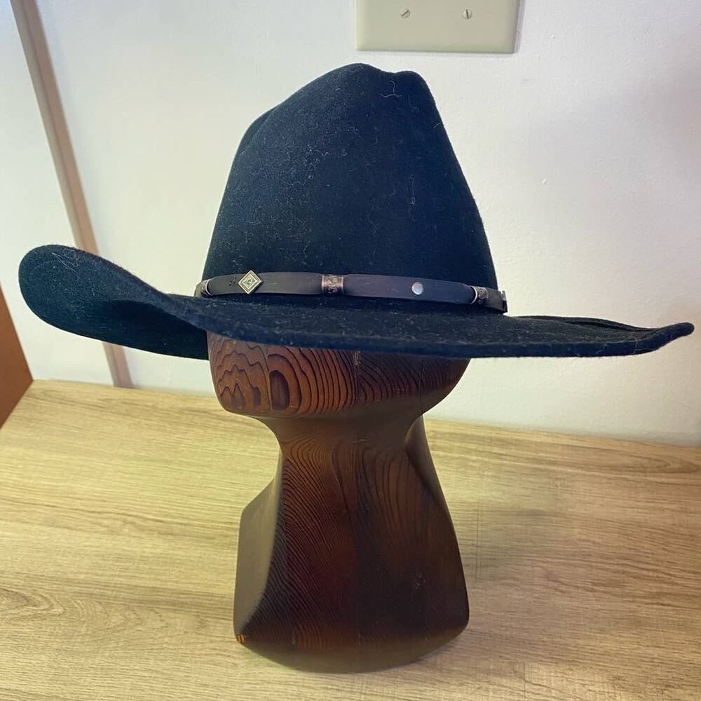 VTG Bailey's Laramie Wool Western Cowboy Black Hat, Silver Details  Small 6